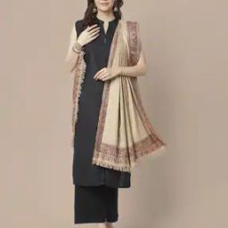 Pashmina Wool Self-Design Woven Kashmiri Shawl with Tassels-image-39