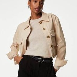 marks & spencer Cotton Rich Collared Cropped Utility Jacket-picture-32