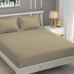 180 TC Striped Double Bedsheet with Pillow Covers-picture-53