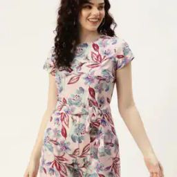 Floral Print Playsuit with Tie-Up-image-93
