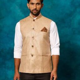 Mandarin-Collar Nehru Jacket with Welt Pockets-image-24