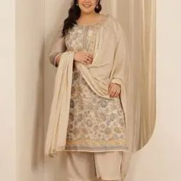 Women Floral Print Curve Straight Kurta Set with Dupatta-image-4