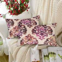 Set of 2 Floral Print Pillow Covers 20" x 12"-image-47