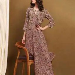 Women Block Print Jumpsuit with Jacket-image-82