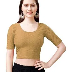 ss sanket synthetics Women Swiss-Dot Round-Neck Slip-On Blouse-picture-42