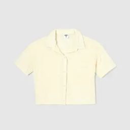 Girls Textured Cropped Shirt-image-24