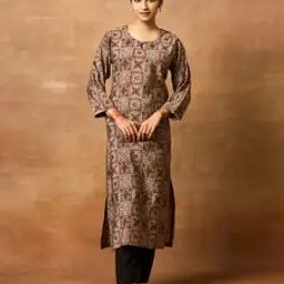 Women Geometric Print Straight Kurta-image-2