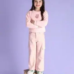 Girls Mid-Rise Flared Cargo Jeans-image-65