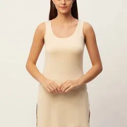 Solid Round-Neck Long Kurta Slip-image-71