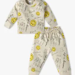 Infants Typographic Print Round-Neck T-Shirt & Pants Set-image-23