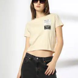 Women Printed Slim Fit Round-Neck Crop T-Shirt-image-7