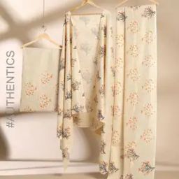 Handblock Printed Khadi Cotton Unstitched Dress Material-image-40