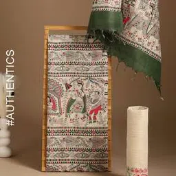 Madhubani Block Printed Khadi Unstitched Dress Material-image-2