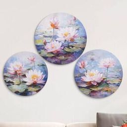 Set of 3 Canvas Blooming Lotus Picture Frames-11