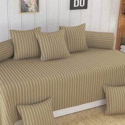 160 TC Striped 8-Piece Cotton Diwan Set-image-3