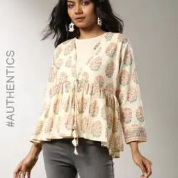 Set of 2 Handblock Print Cotton Tie-Up Jacket with Detachable Sleeveless Top-picture-22