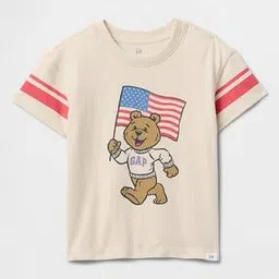 gap kids Boys Americana Brannan Bear Logo Print Relaxed Fit Round-Neck T-Shirt-picture-16