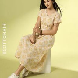 Women Floral Print A-Line Dress-image-109