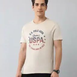 Men Logo Print Slim Fit Crew-Neck T-Shirt-image-40