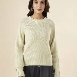 Women Ribbed Pullover with Round Neck-image-52