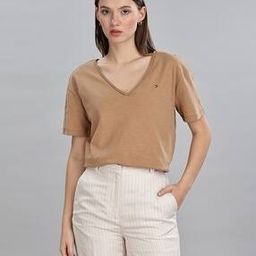 tommy hilfiger Women Regular Fit Organic Cotton V-Neck T-Shirt-picture-27