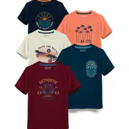 Pack of 5 Boy Regular Fit Round-Neck T-Shirts-image-98