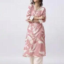 Women Printed V-Neck Straight Kurti-42
