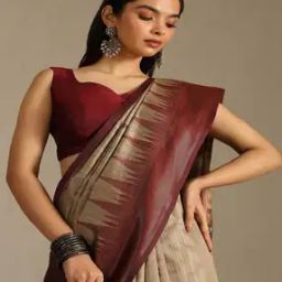 Women Striped Tussar Saree with Tassles-image-31