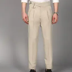 british club Men Stretchable Slim Fit Pleated Trousers-picture-36