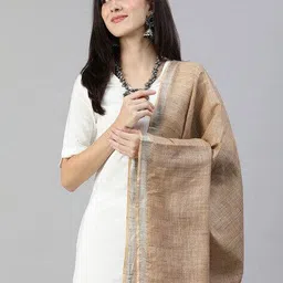swatika Checked Dupatta with Tassels image 1