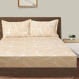 160 TC Geometric Print Double Cotton Bedsheet with Pillow Covers-image-75