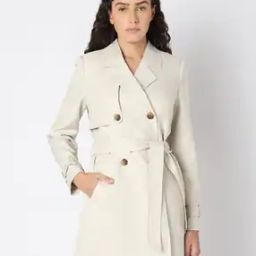 Women Relaxed Fit Trench Coat with Tie-Up Belt-image-19