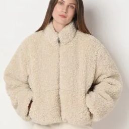 Women Faux-Fur Relaxed Fit Teddy Bomber Jacket-picture-30