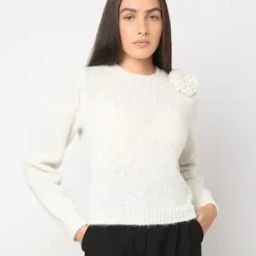 Women Ribbed Round-Neck Pullover-picture-36