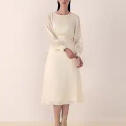 Women A-Line Dress with Tie-Up-image-2