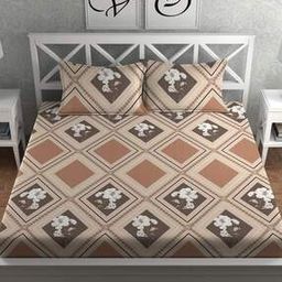 210 TC Floral Print Double Bedsheet with Pillow Covers -image-40