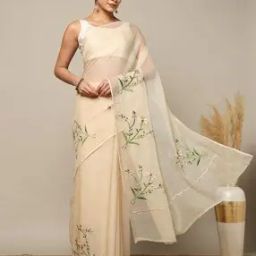 Hand Dyed Embroidered Kota Doria Saree-image-42