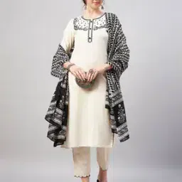 Women Embroidered Straight Kurta Set-32