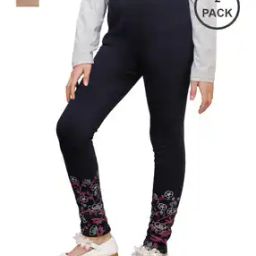 Pack of 2 Girls Floral Print Leggings with Elasticated Waist-image-45