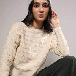 Women Checked Crew-Neck Pullover-image-64