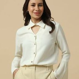 Women Regular Fit Shirt with Bow-Neck-image-4