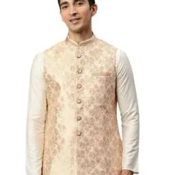 Nehru Jacket with Woven Pattern-image-95