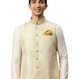 Nehru Jacket with Woven Pattern-image-90