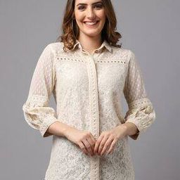 Lace Shirt with Puff Sleeves-image-26