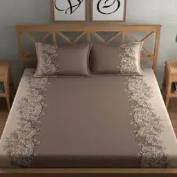 210 TC Floral Print Double Bedsheet with 2 Pillow Covers-image-4