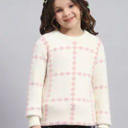 Girls Floral-Knit Round-Neck Pullover-36