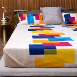 144 TC Printed Cotton Double Bedsheet with Pillow Covers-39