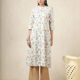 Women Floral Print A-Line Kurta with Insert Pocket-image-2