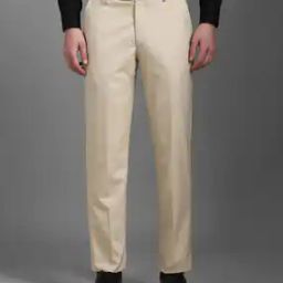 Men Slim Fit Flat-Front Trousers with Insert Pockets-picture-1