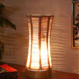 devansh  Brushed Wooden Base With Bamboo Shade Table Lamp  image 1